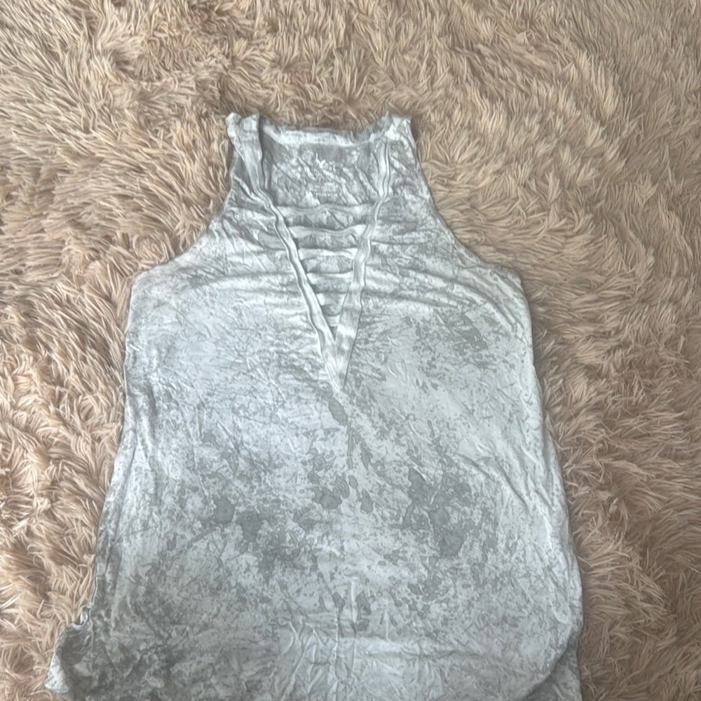 Gray Tank Top with Wide Straps and High Neckline